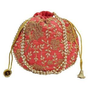 Indian Ethnic Bag Ladies Handbag Bridal Batwa Pearls Handle Clutch Purse :v